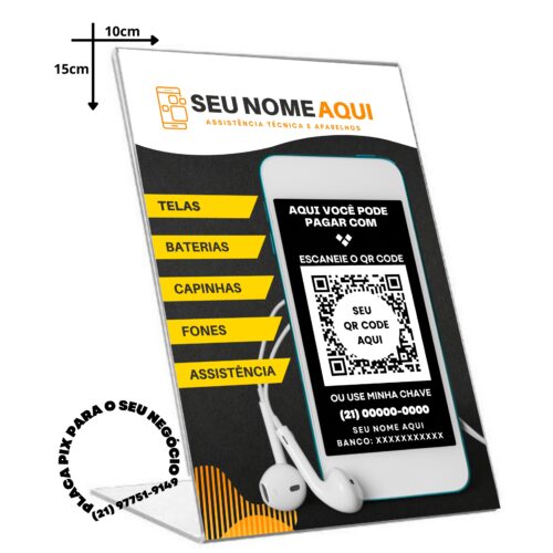 Placa Pix QR Code acrílico 10×15