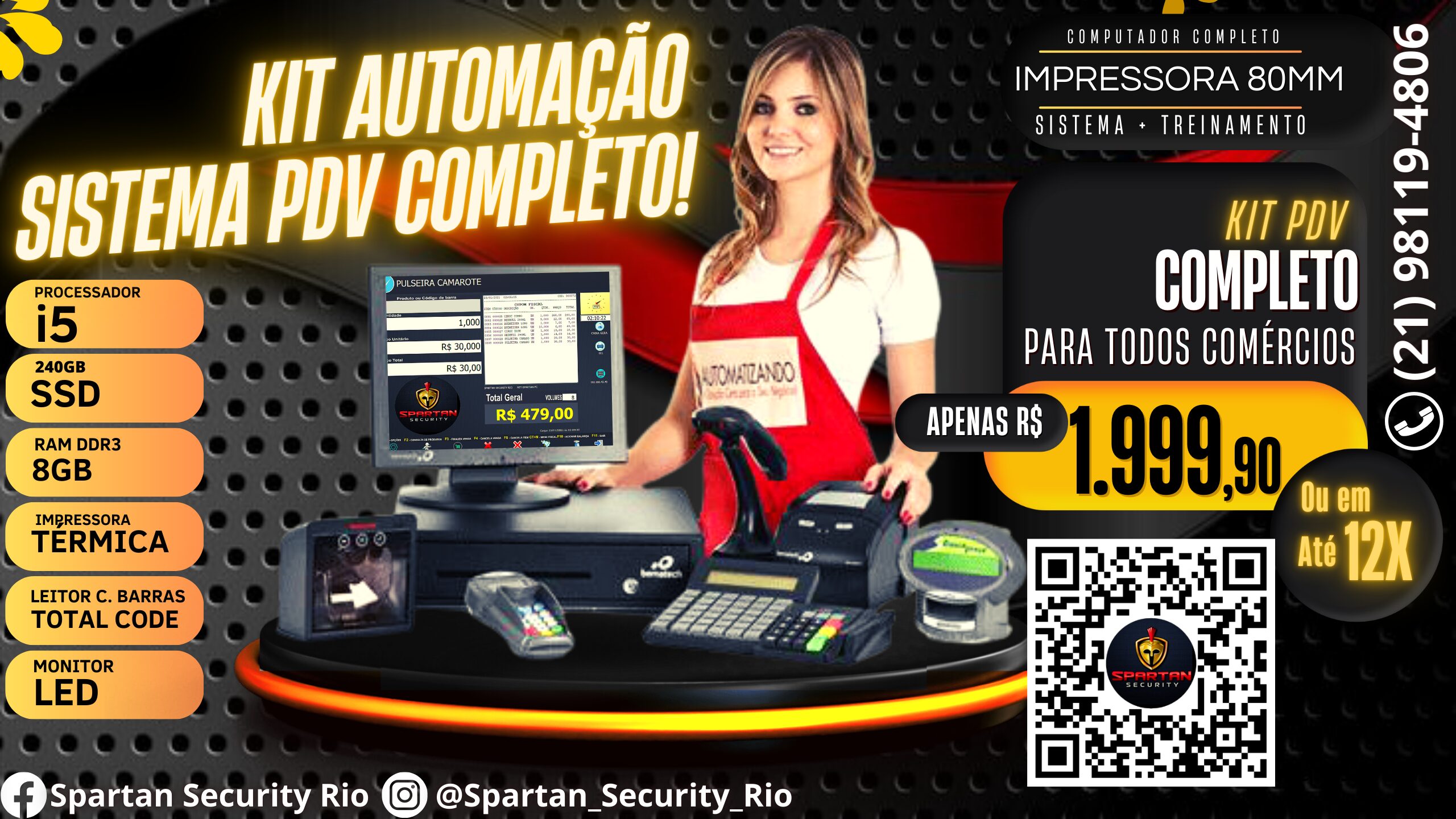 KIT SISTEMA PDV FRENTE DE CAIXA COMPLETO