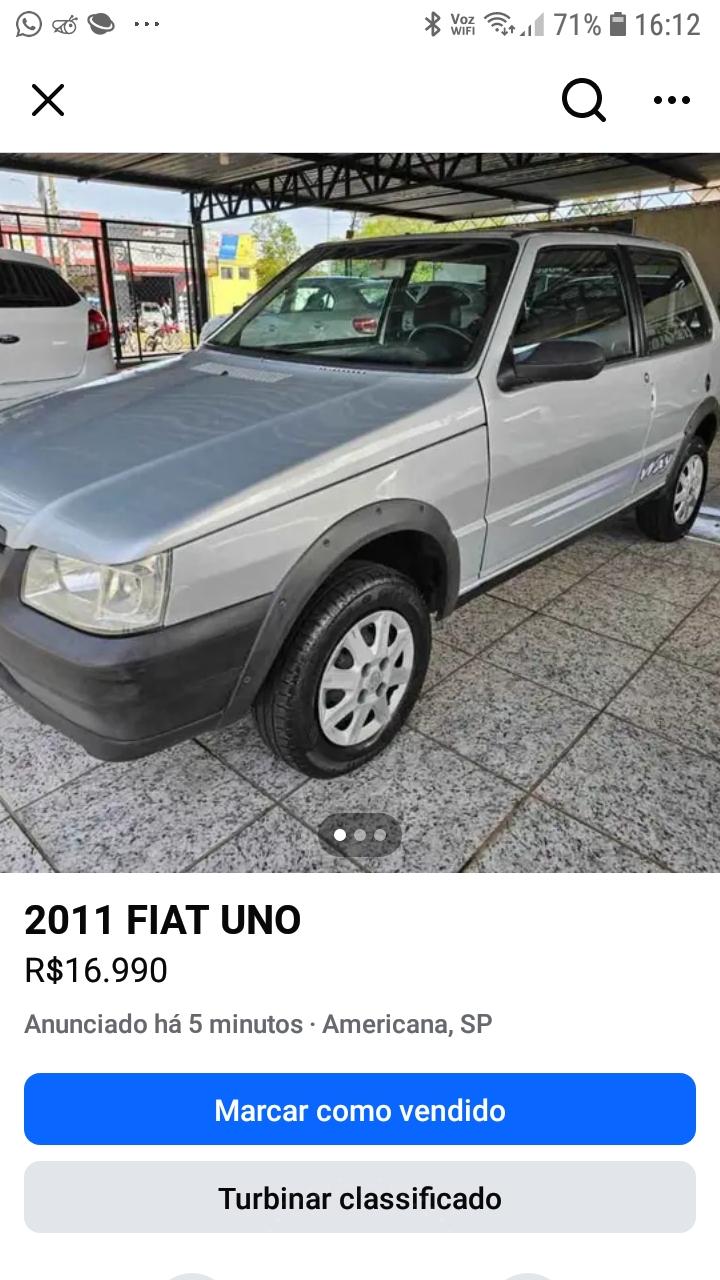 VENDO FIAT UNO 2011 CINZA