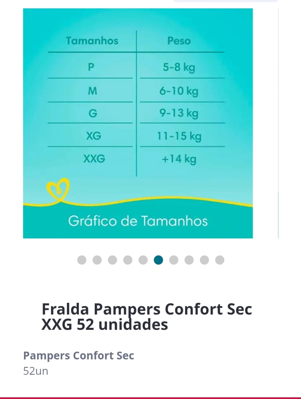 Vendo pacote de fralda c/ 52 cada