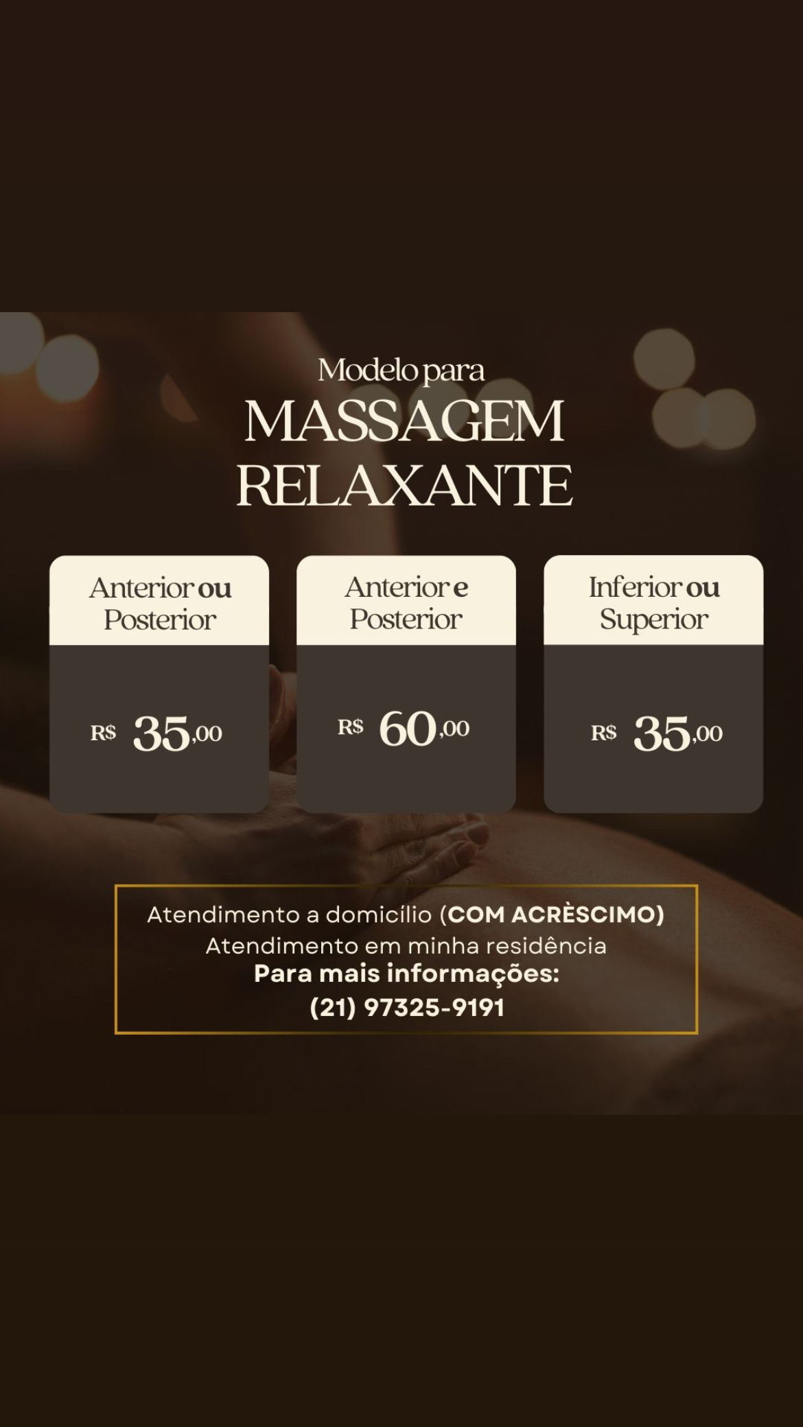 Modelo para massagem relaxante
