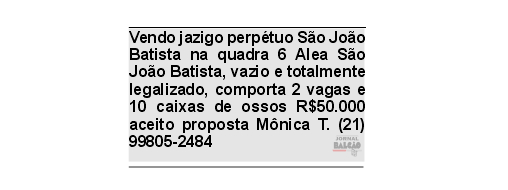 Jazigo perpétuo vendo cemitério São João Batista