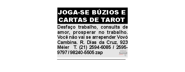 Joga-se Búzios e Cartas de Tarot