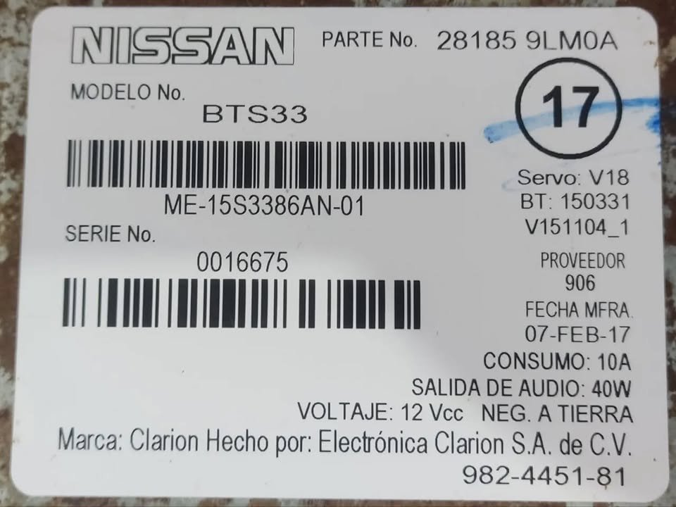 Som Automotivo Nissan BTS33 2012/2020 or