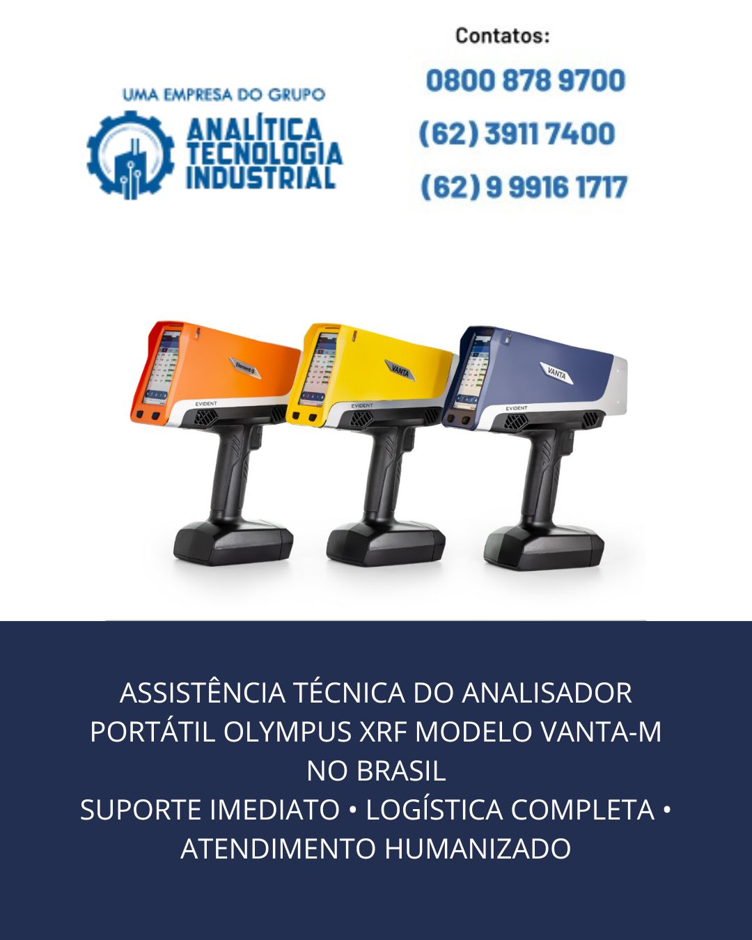 Assistência técnica nacional dos analisadores Olympus