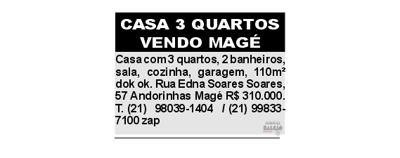 Vendo CASA 3 QUARTOS MAGÉ