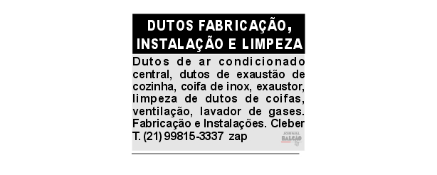 Dutos Fabricação, Instalação e Limpeza