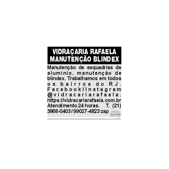 Vidraçaria Rafaela Manutenção de Blindex