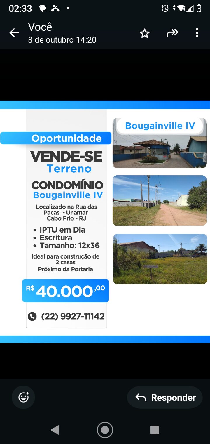 Terreno em Unamar Cabo Frio