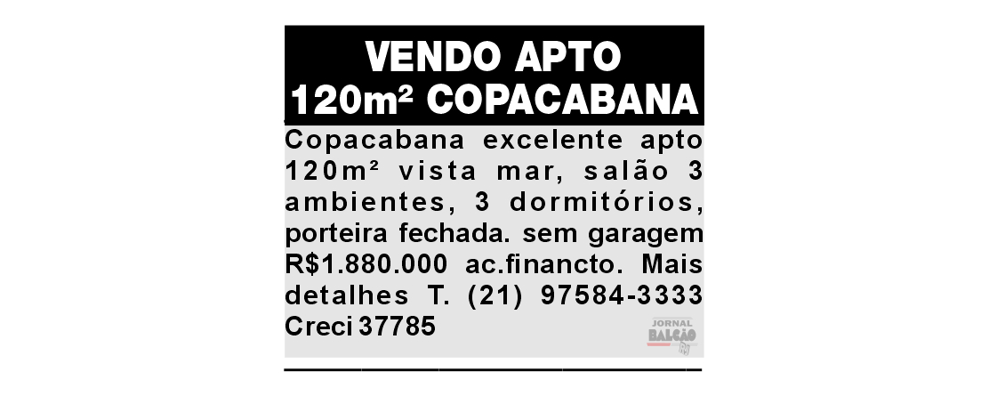 VENDO APTO  120m² COPACABANA