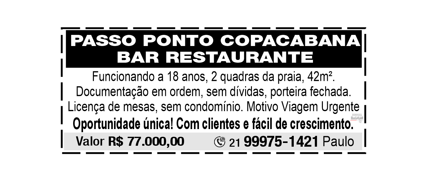 PASSO PONTO EM COPACABANA BAR RESTAURANTE
