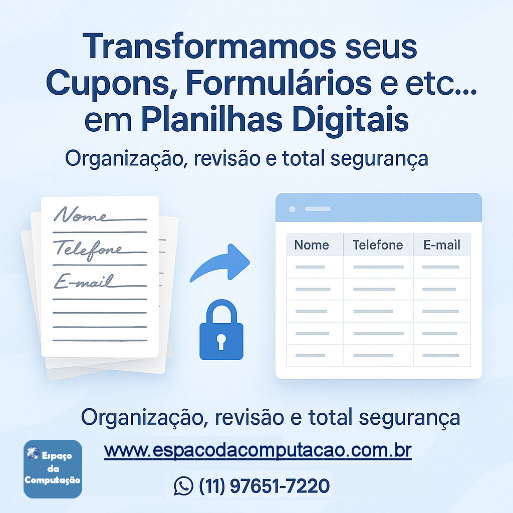 Digitamos seus Cupons e Fichas